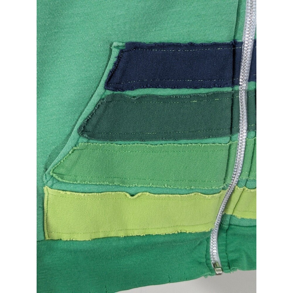 Aviator Nation 4 Stripe Zip Up Hoodie Kelly Green Sz M * Fits Like S Distressed - Picture 6 of 14